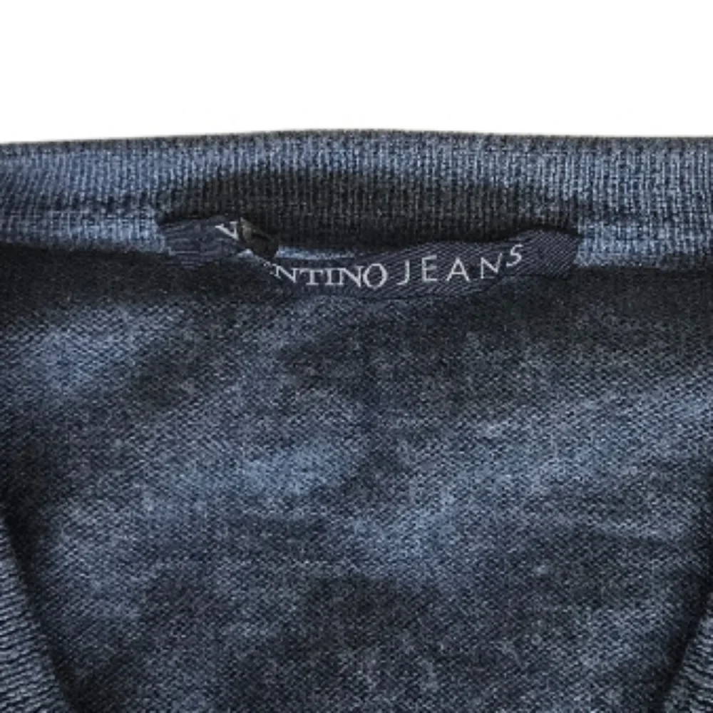 Valentino Jeans Men's Blue V-Neck Sweater Merino Wool - Picture 10 of 11